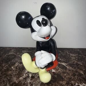 Vintage Disney 80's MICKEY MOUSE MUSIC BOX Ceramic Figure Night Light - Works!!